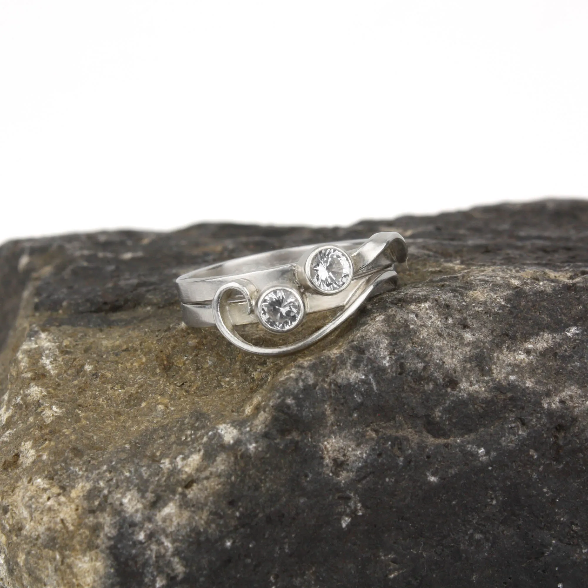 Cascade Ring with White Sapphire