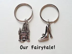 Castle and Shoe Keychain Set - Our Fairytale; Couples Keychain