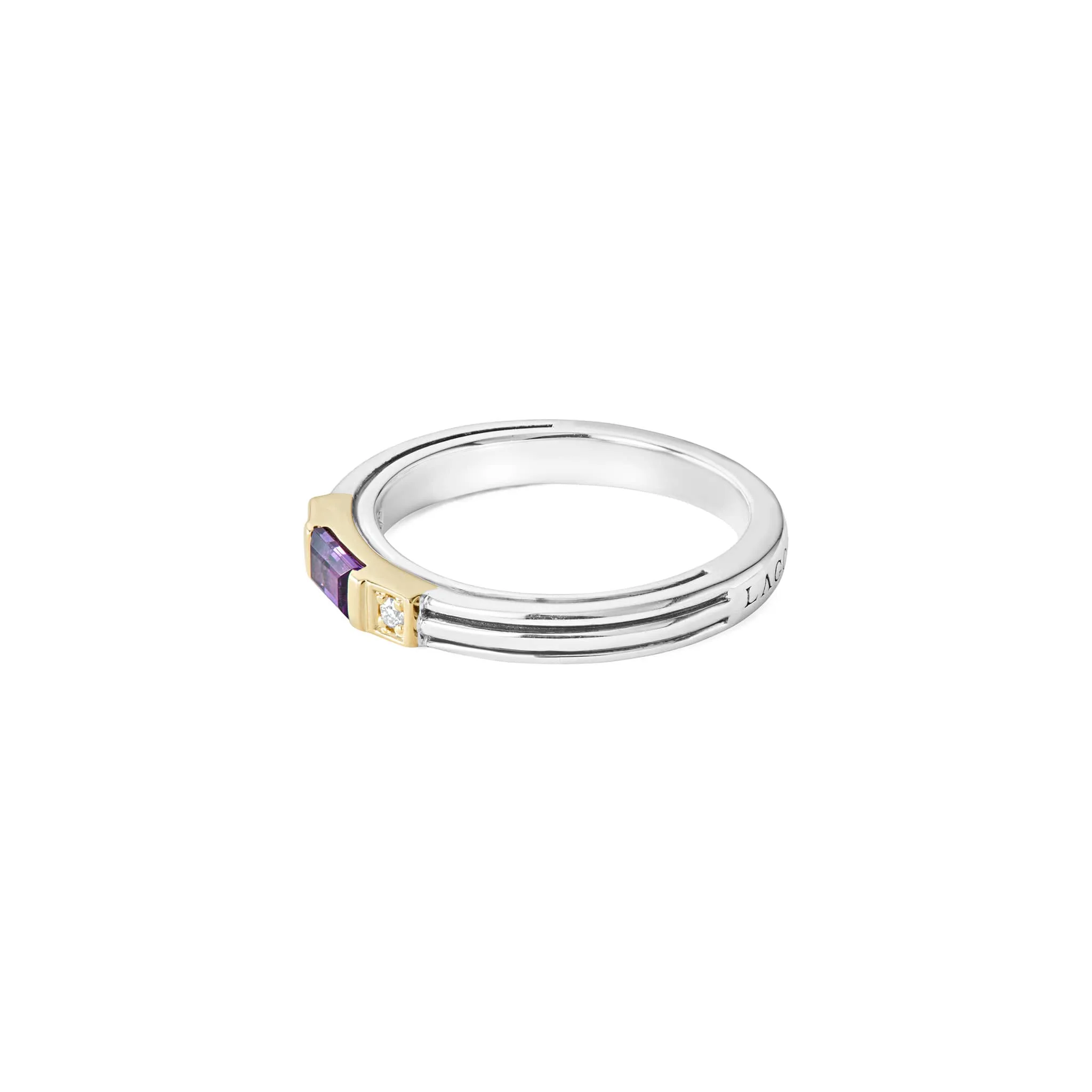 Caviar Color Amethyst and Diamond Stacking Ring