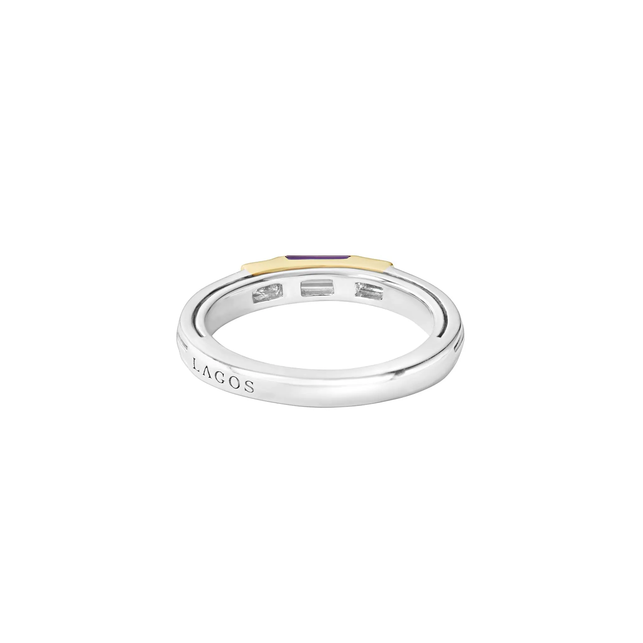 Caviar Color Amethyst and Diamond Stacking Ring