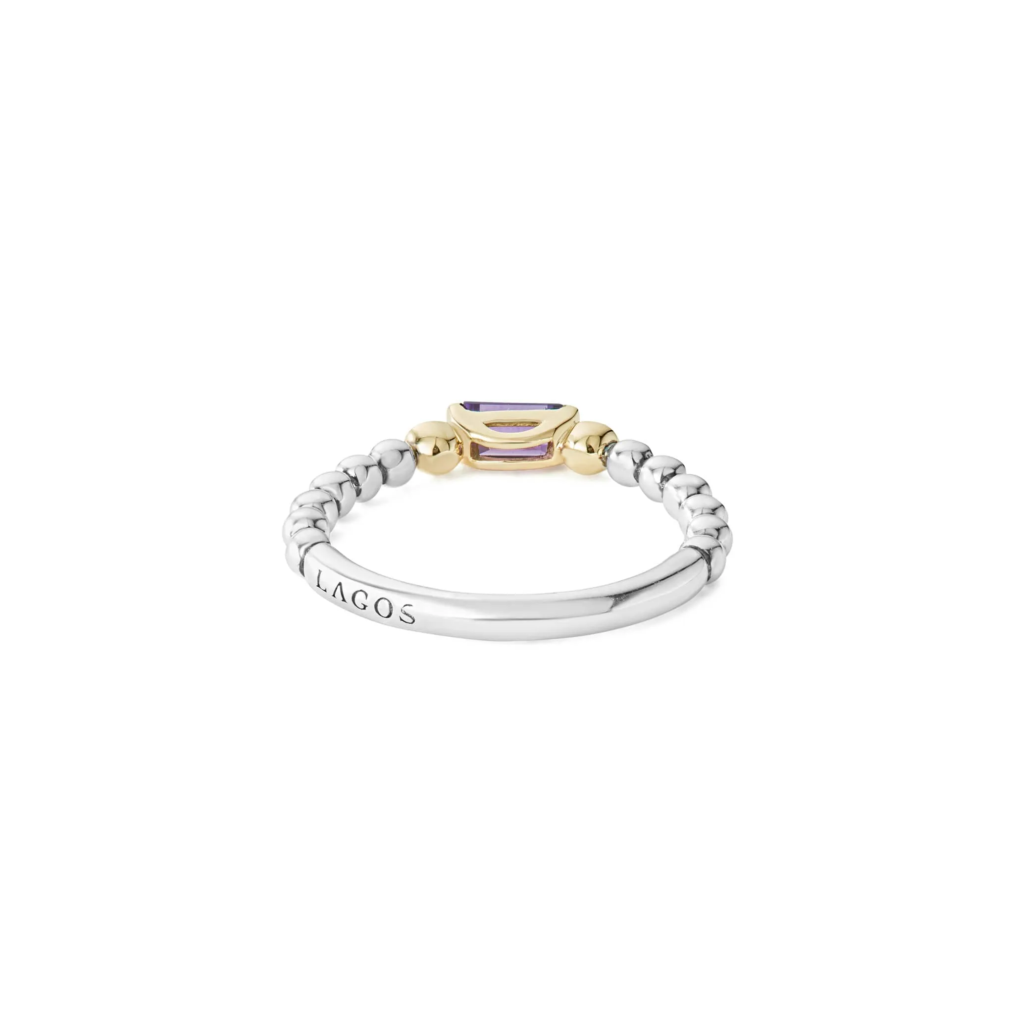 Caviar Color Amethyst and Diamond Stacking Ring