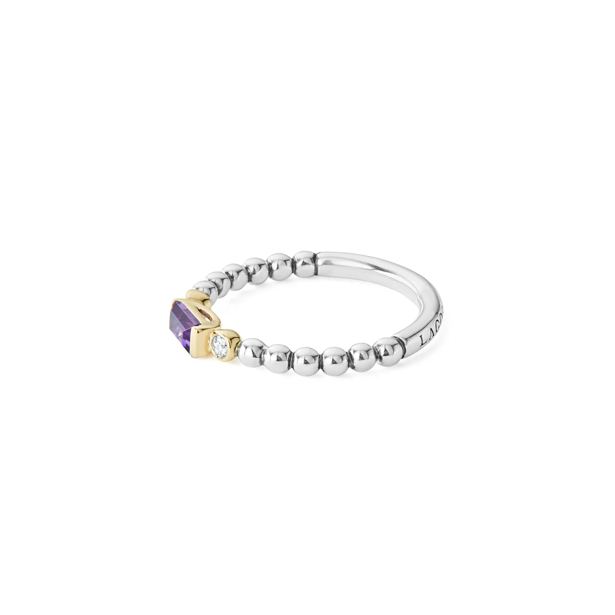 Caviar Color Amethyst and Diamond Stacking Ring