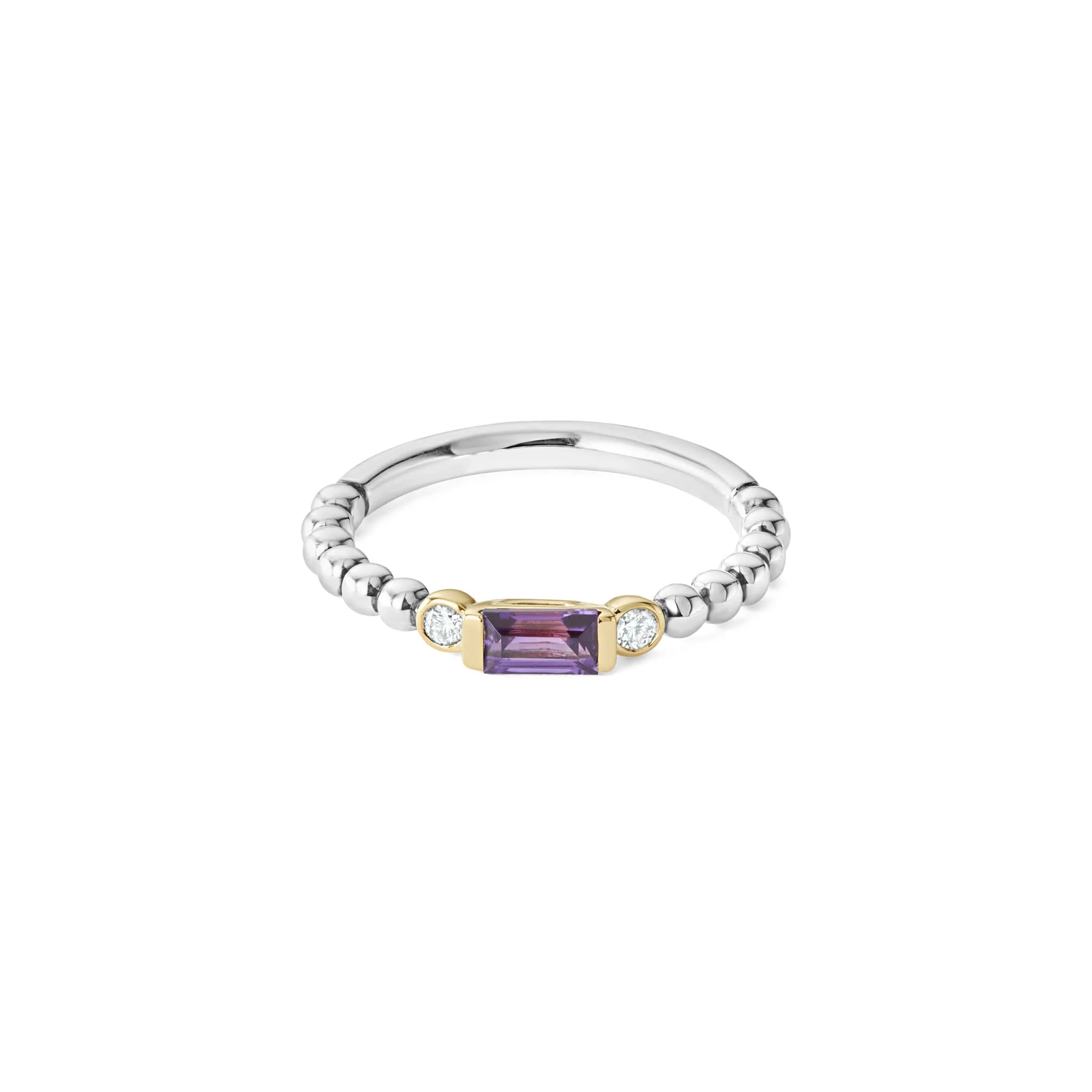 Caviar Color Amethyst and Diamond Stacking Ring