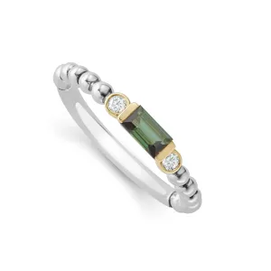 Caviar Color Green Tourmaline Stacking Ring with Diamonds