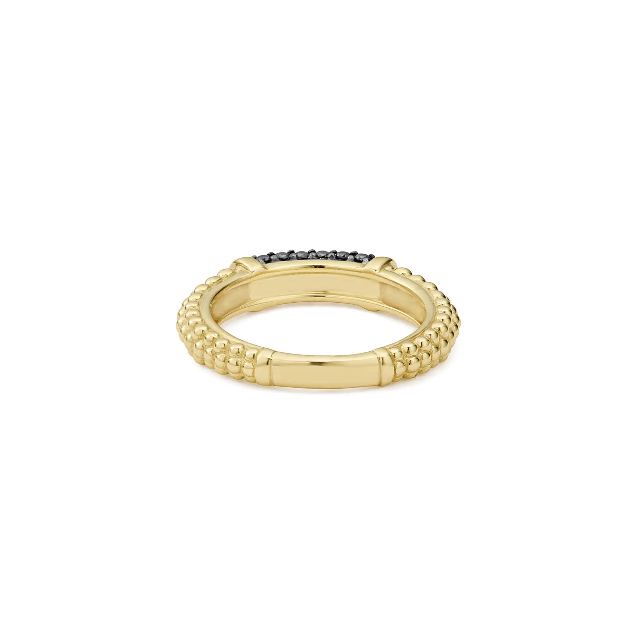 Caviar Gold 18K Gold Caviar Black Diamond Stacking Ring