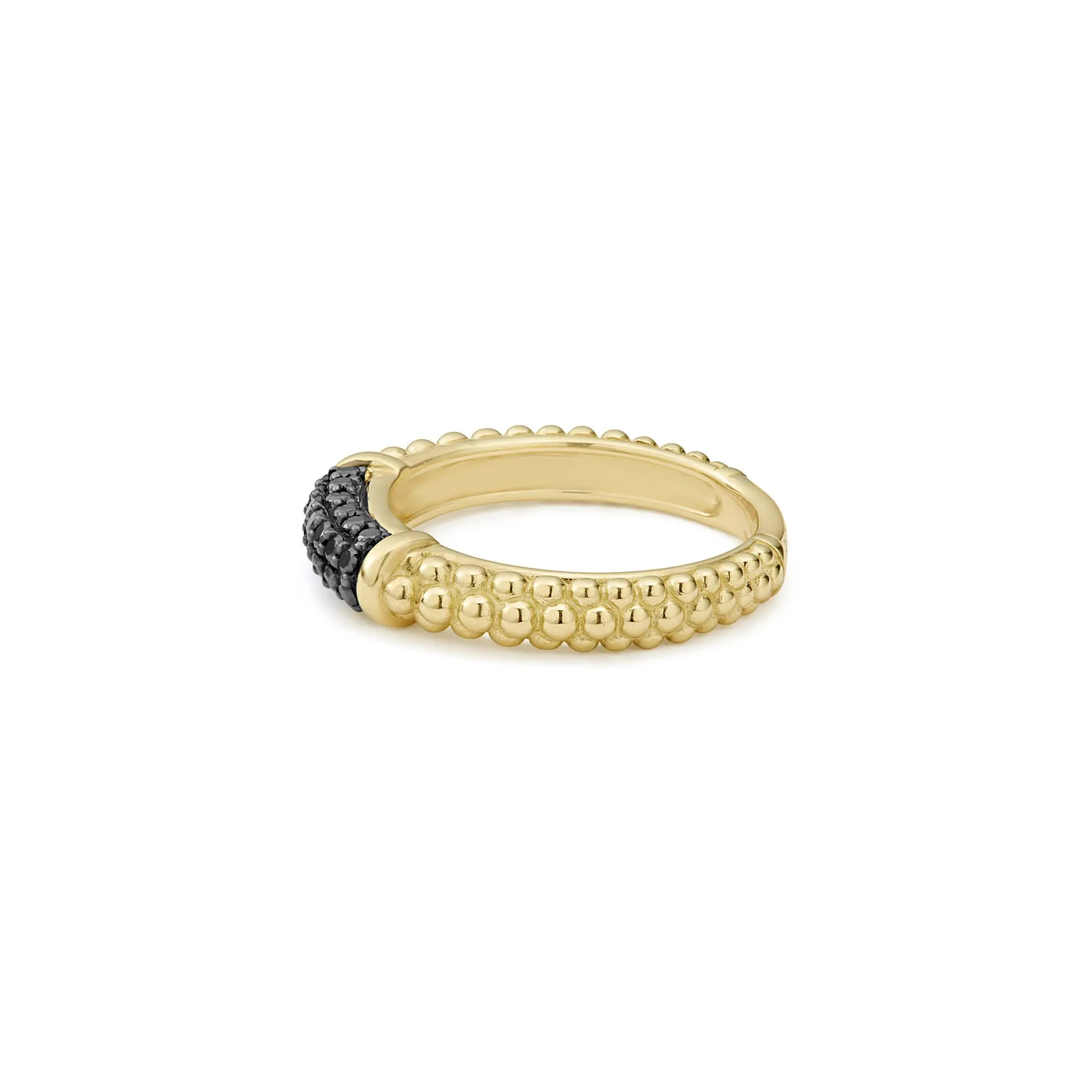 Caviar Gold 18K Gold Caviar Black Diamond Stacking Ring