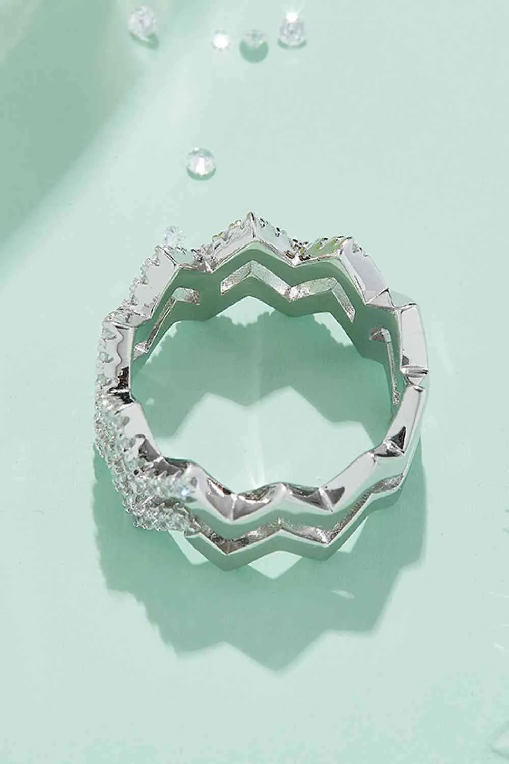 Celeste Moissanite Zigzag Stacking Rings