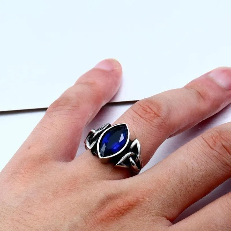 Celtic Gem Stone Stainless Steel Triquetra Ring