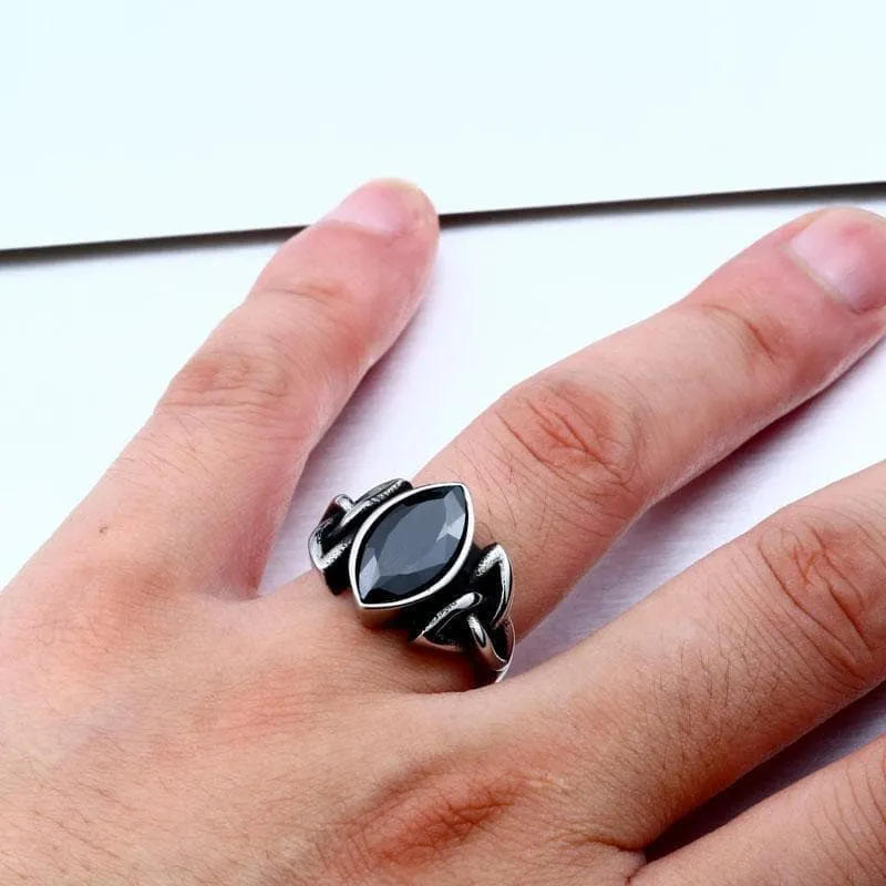 Celtic Gem Stone Stainless Steel Triquetra Ring