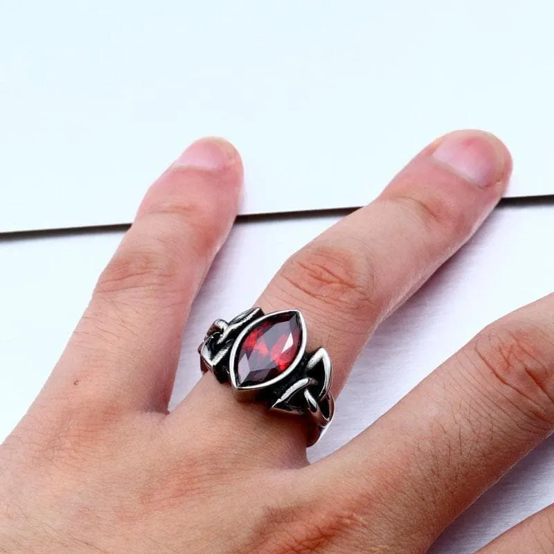 Celtic Gem Stone Stainless Steel Triquetra Ring