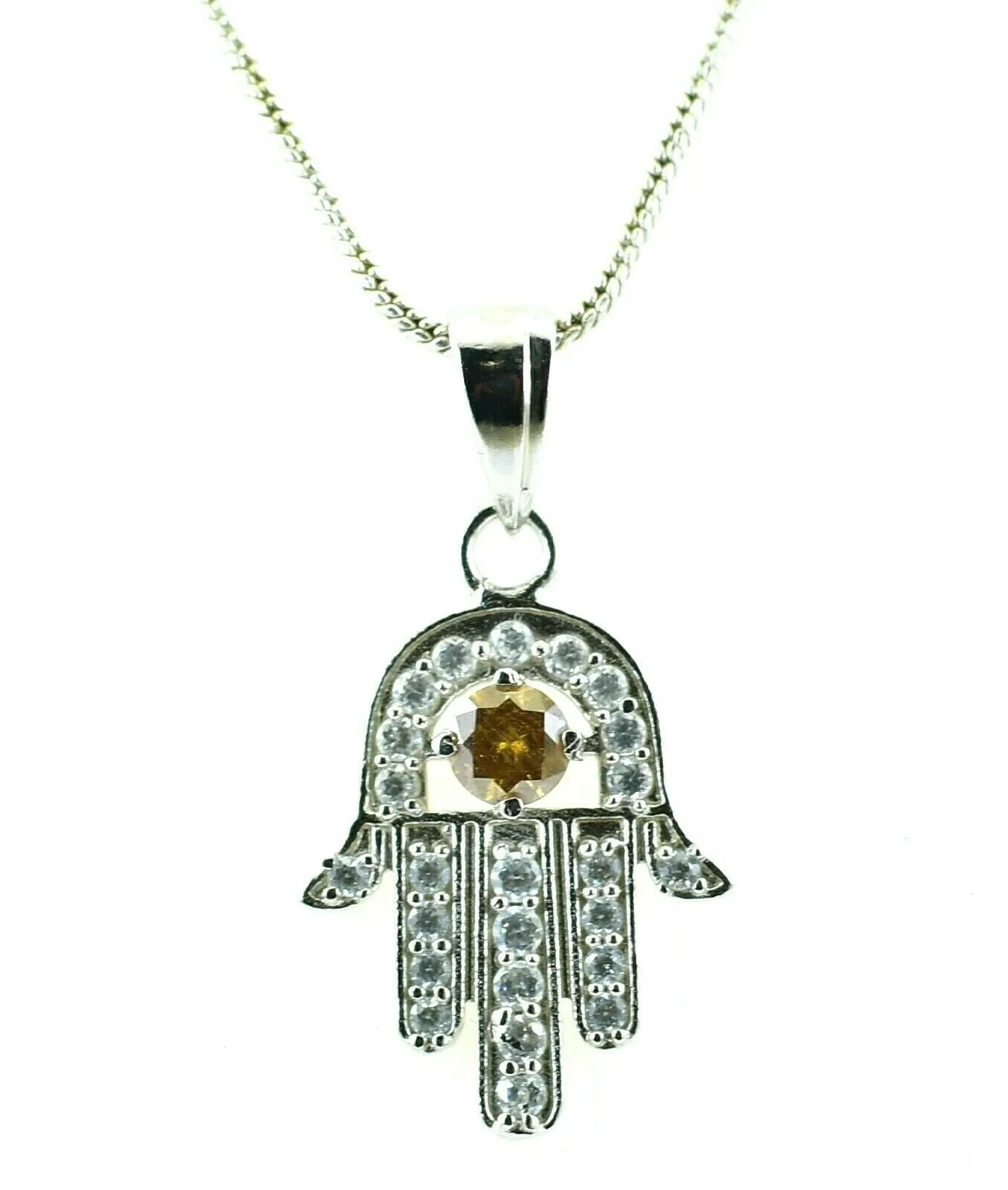 Certified 0.50 Ct Champagne Diamond Hamsa Hand Pendant With Accents- Beautiful Design