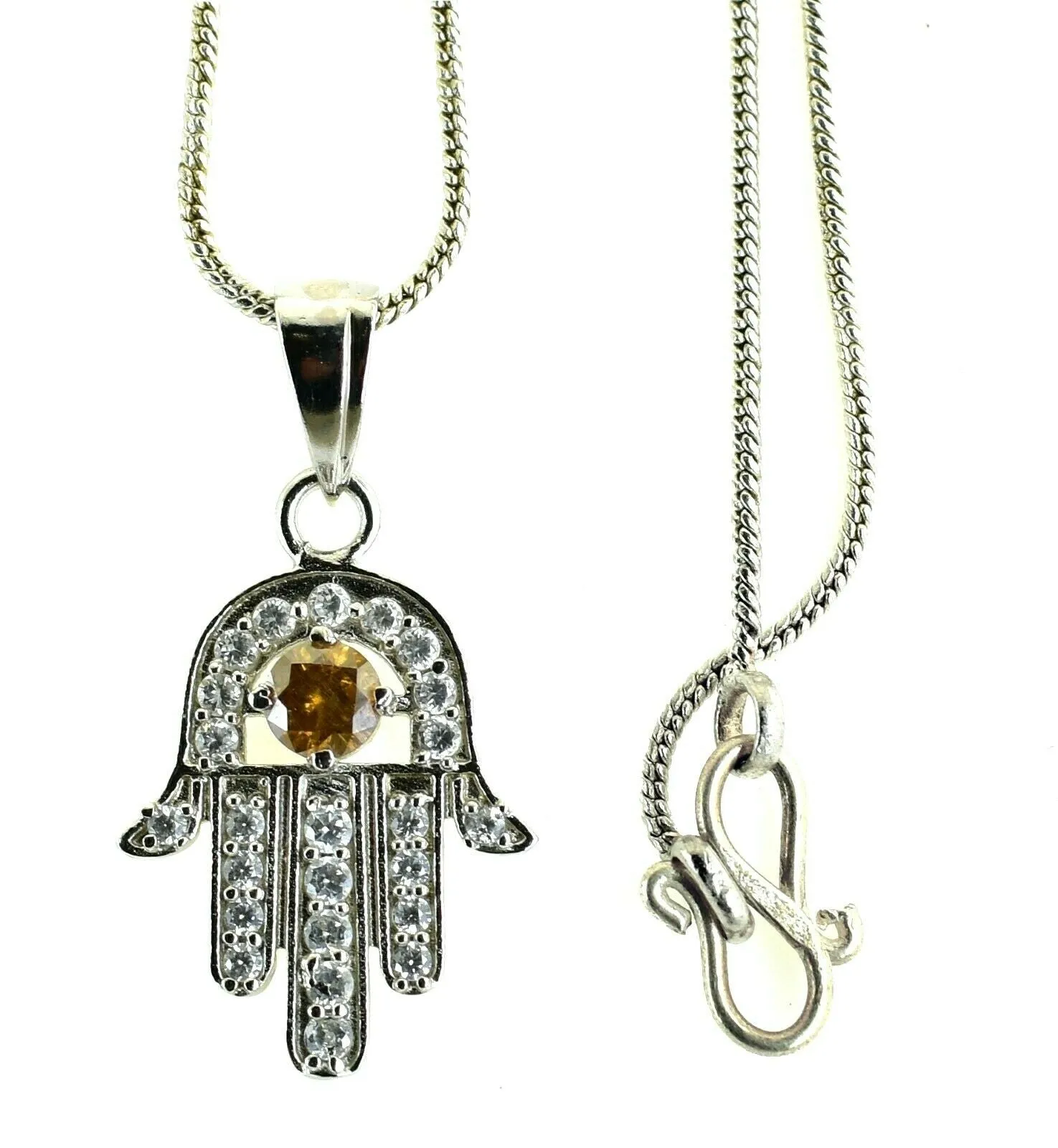 Certified 0.50 Ct Champagne Diamond Hamsa Hand Pendant With Accents- Beautiful Design