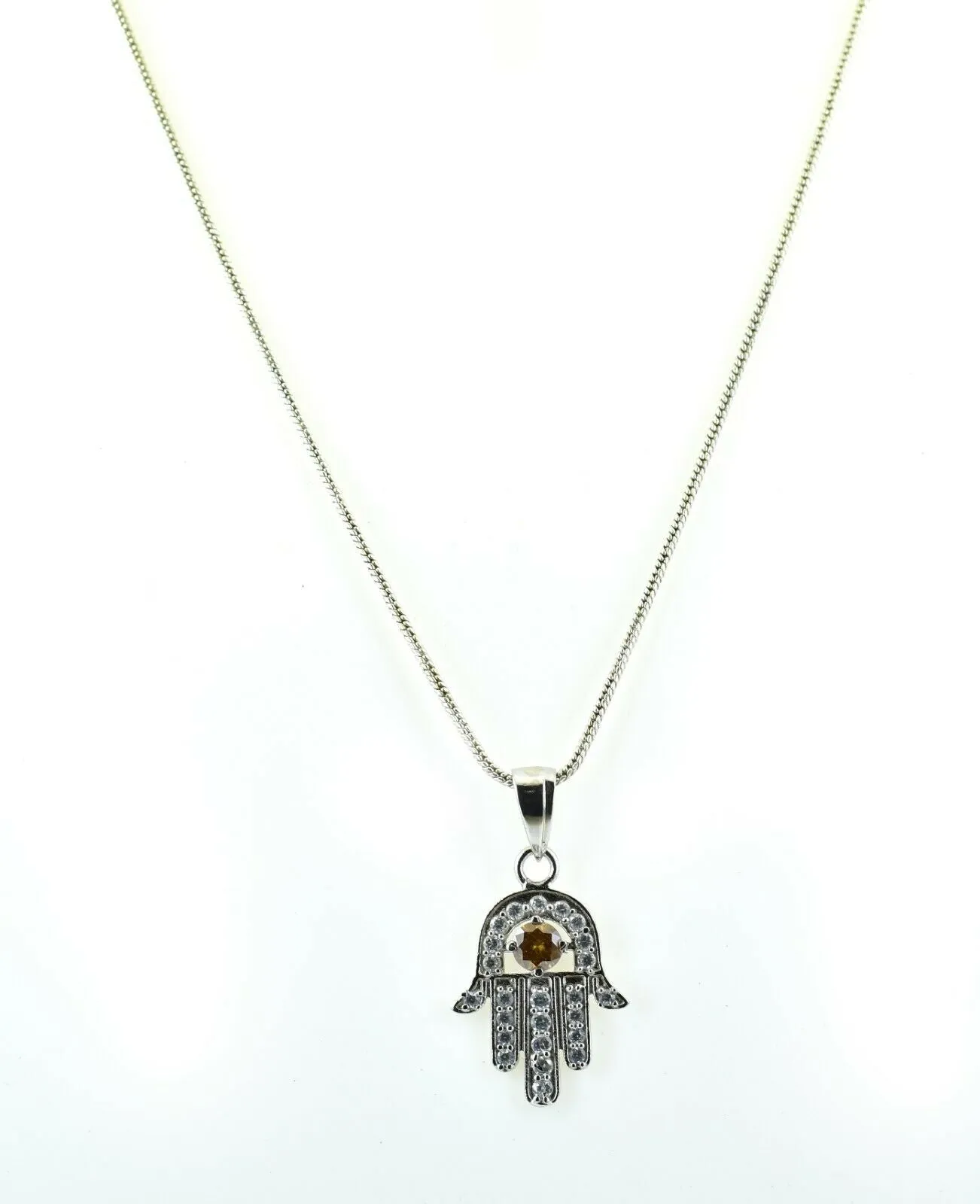 Certified 0.50 Ct Champagne Diamond Hamsa Hand Pendant With Accents- Beautiful Design