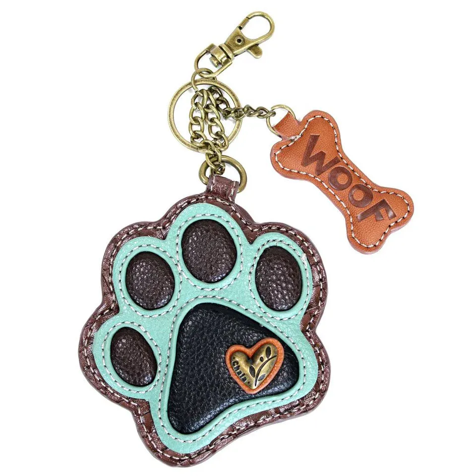 Chala Key Fob/Coin Purse - Paw Print (Teal)