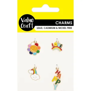 CHARMS HAPPY RAINBOW FLOWER MULTI 4PC