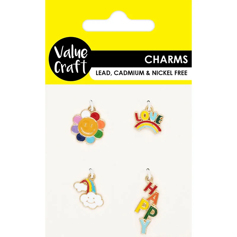 CHARMS HAPPY RAINBOW FLOWER MULTI 4PC