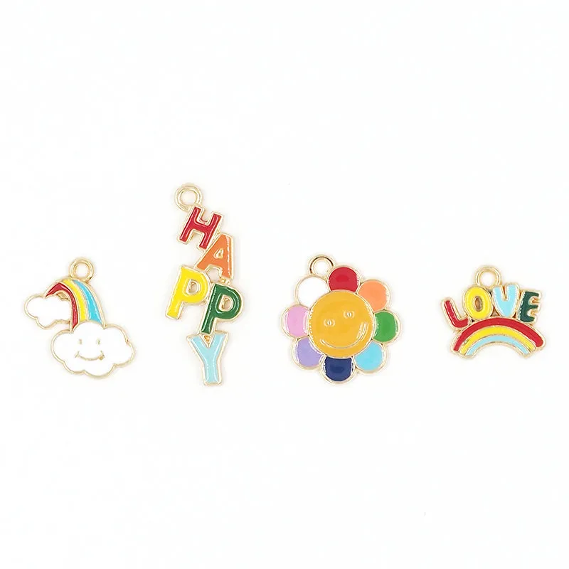 CHARMS HAPPY RAINBOW FLOWER MULTI 4PC