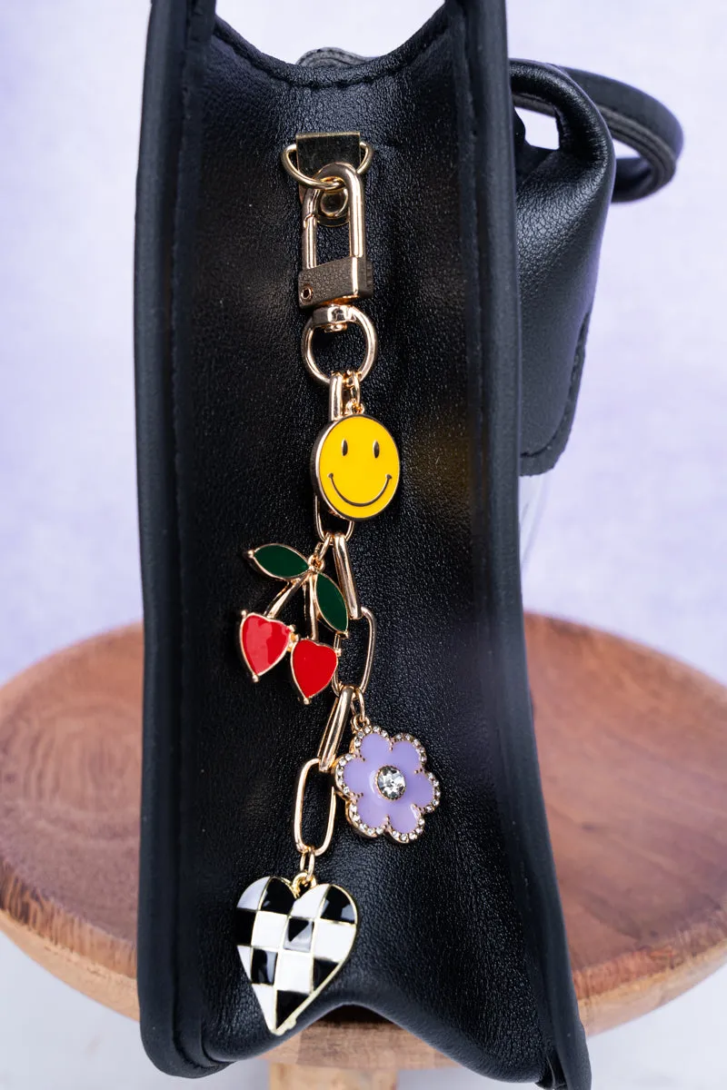 Checkered Heart & Cherry Bag Charms