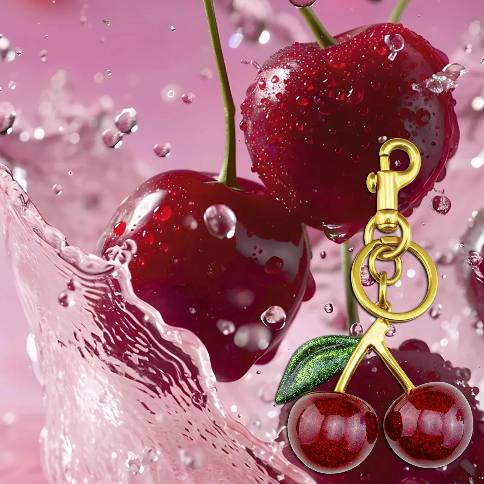 Cherry Keychain Cherry Bag Charms Purse Charms for Handbags Cute Cherry Accessories Gifts for Women Purse Charms for Handbags Cherry Charm Keychain For Women Birthday Christmas Gifts Stocking Stuffers