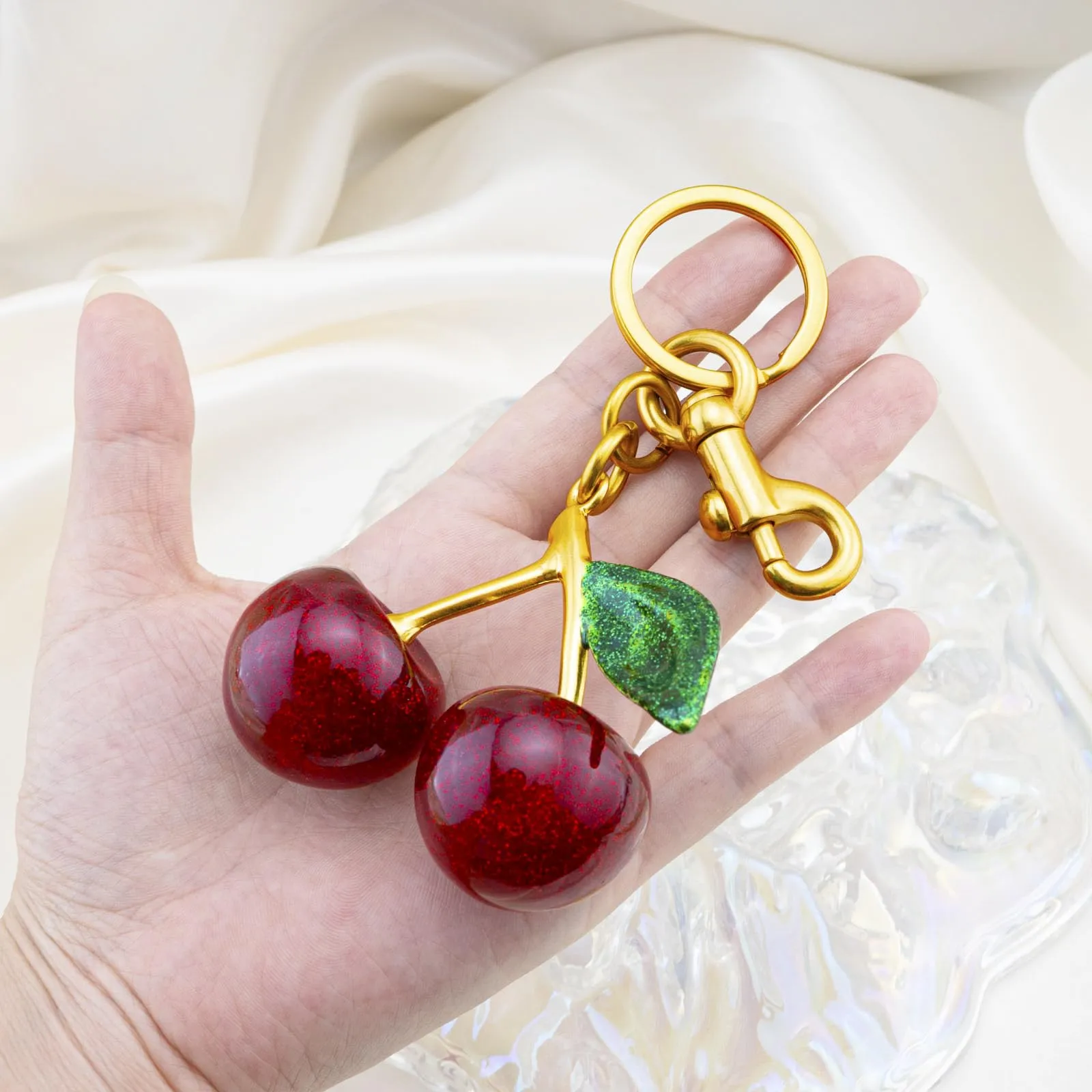 Cherry Keychain Cherry Bag Charms Purse Charms for Handbags Cute Cherry Accessories Gifts for Women Purse Charms for Handbags Cherry Charm Keychain For Women Birthday Christmas Gifts Stocking Stuffers