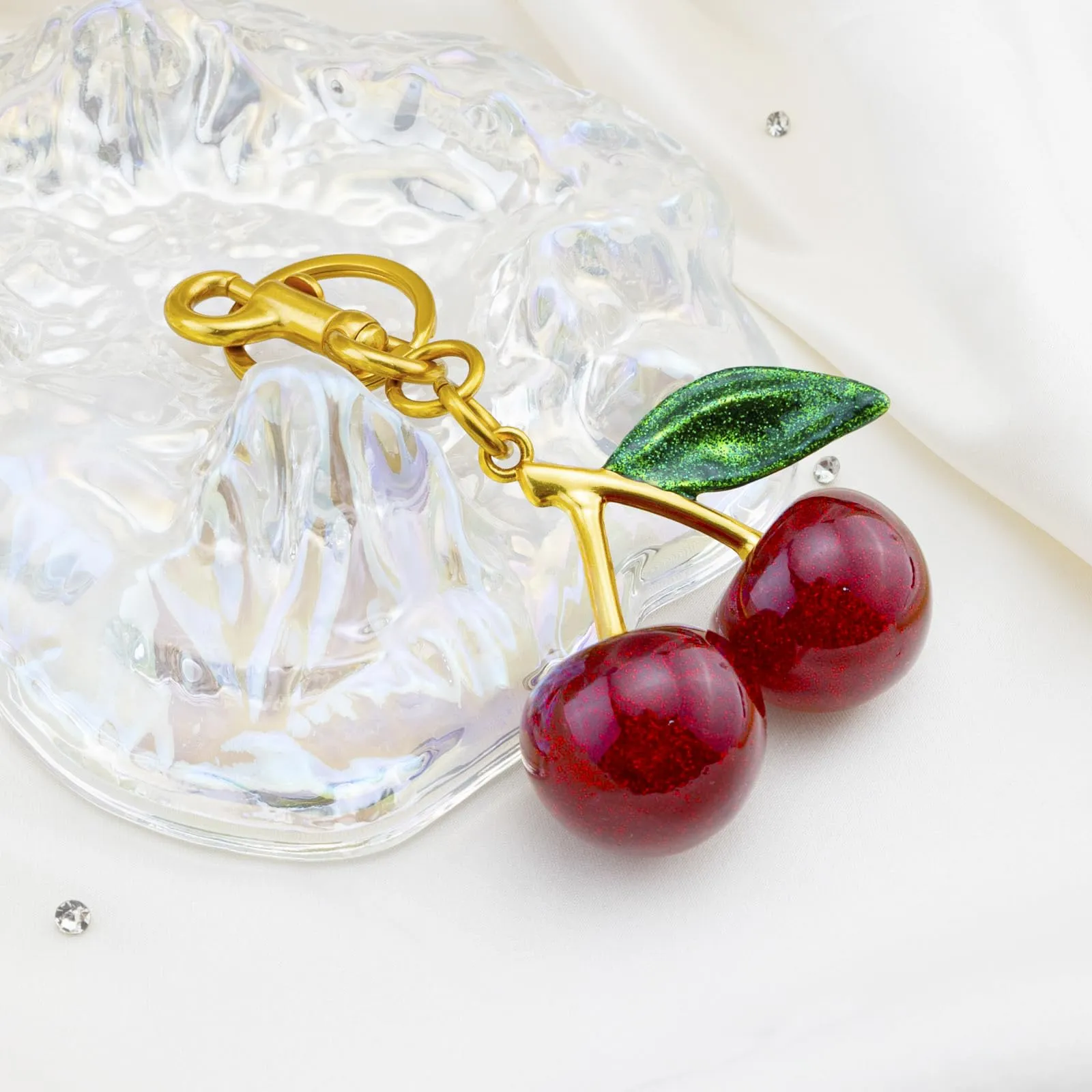 Cherry Keychain Cherry Bag Charms Purse Charms for Handbags Cute Cherry Accessories Gifts for Women Purse Charms for Handbags Cherry Charm Keychain For Women Birthday Christmas Gifts Stocking Stuffers