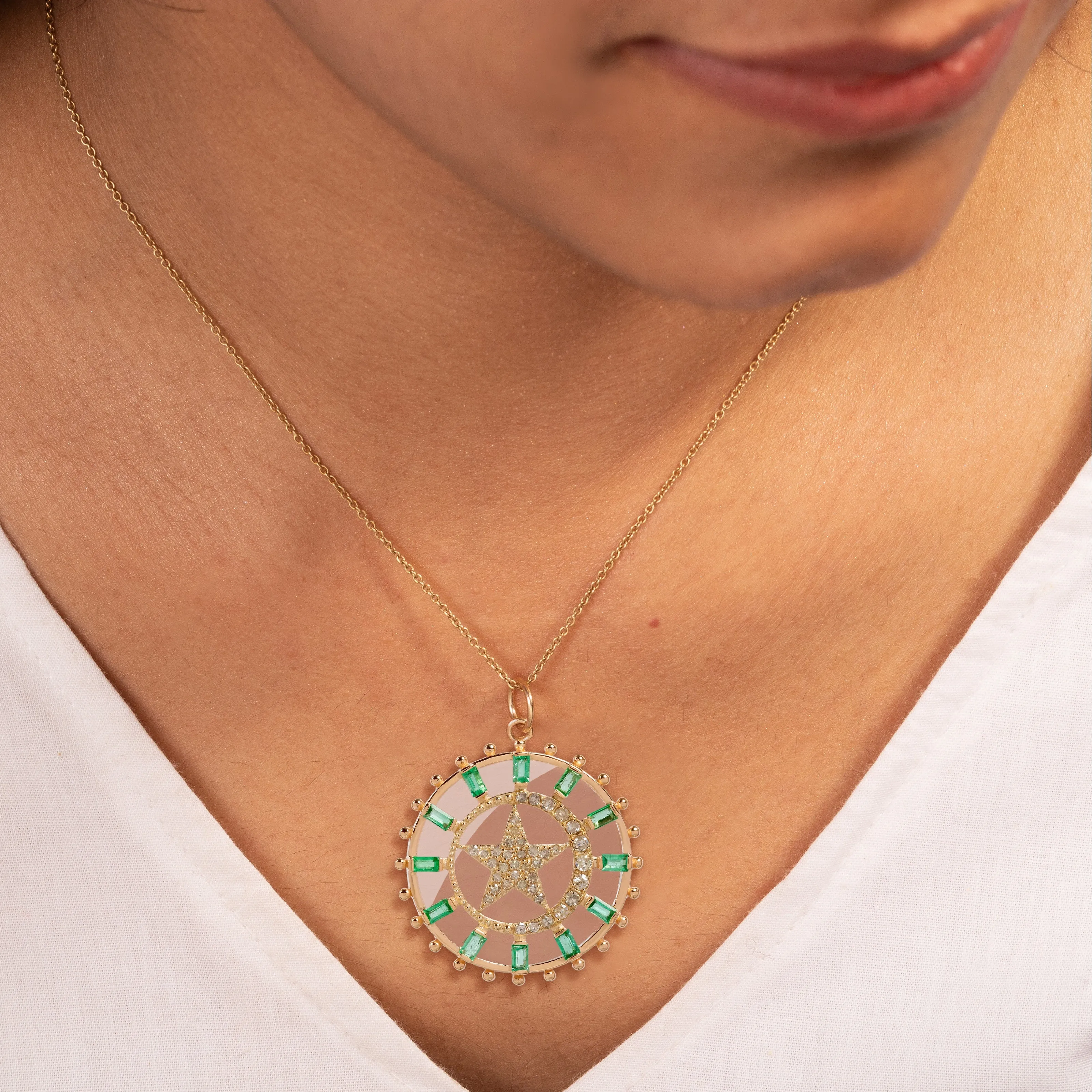 Cherubic Emerald Crystal Pendant