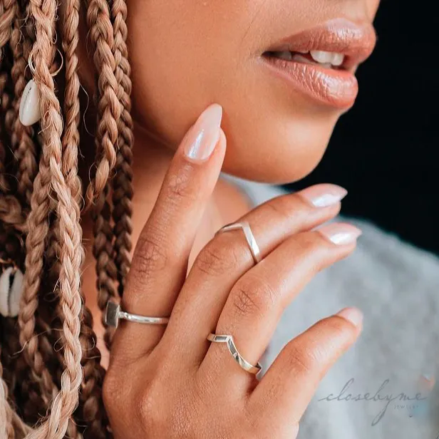 Chevron Companion Stacking Ring in Sterling Silver