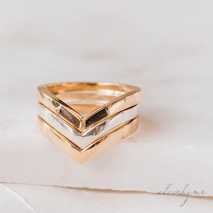 Chevron Companion Stacking Ring in Sterling Silver