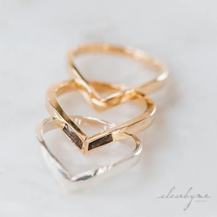Chevron Companion Stacking Ring in Sterling Silver