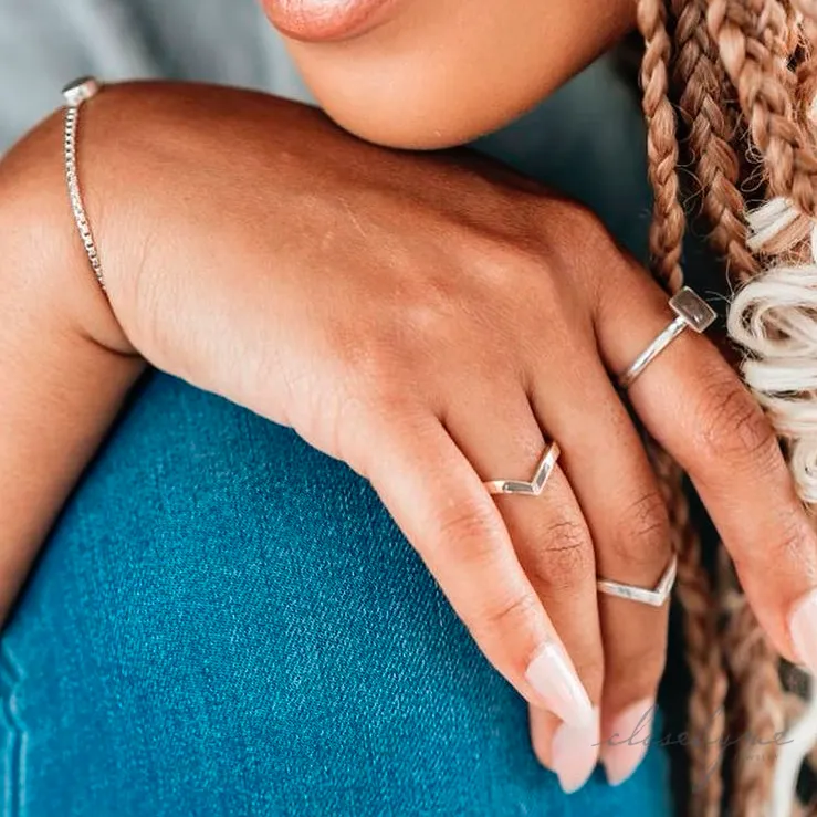 Chevron Companion Stacking Ring in Sterling Silver