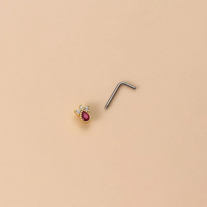 Chic Colorful CZ Inlaid Stainless Steel Angel Wings Heart Star Nose Piercing Nose Stud