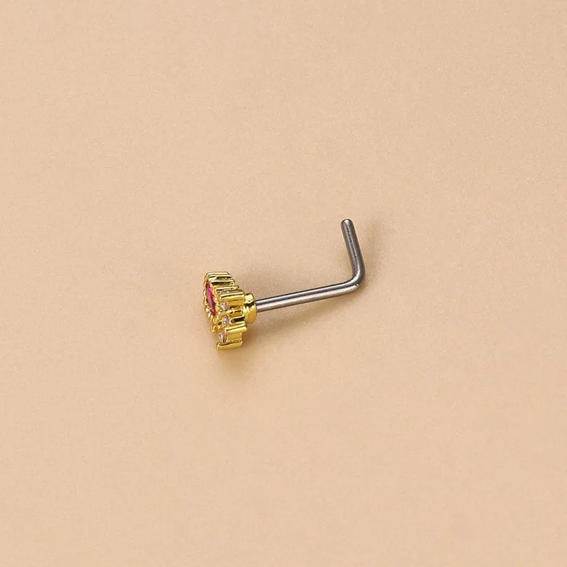 Chic Colorful CZ Inlaid Stainless Steel Angel Wings Heart Star Nose Piercing Nose Stud
