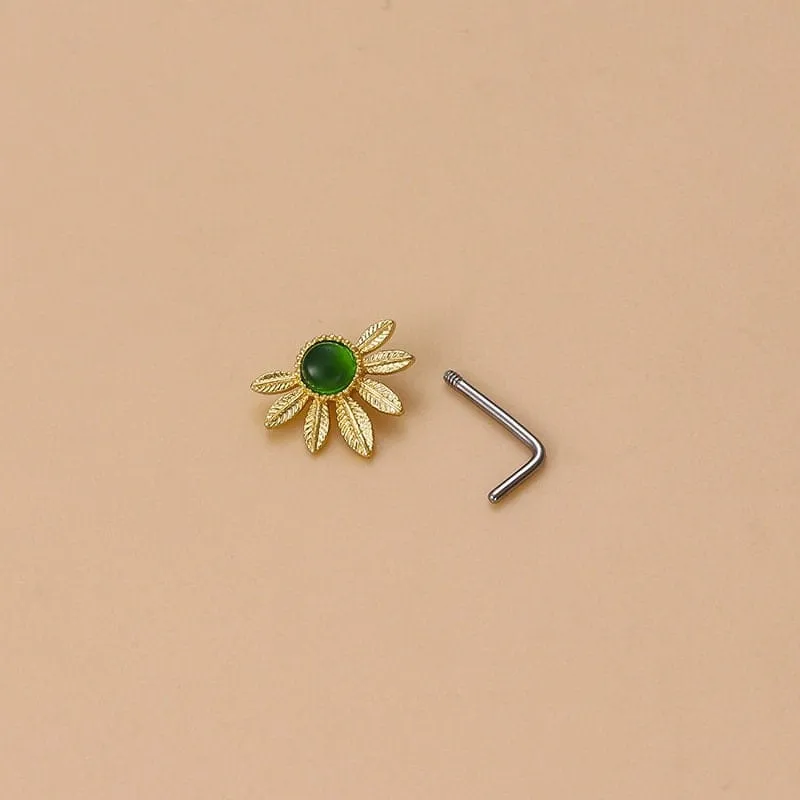 Chic Colorful CZ Inlaid Stainless Steel Floral Moon Star Nose Piercing Nose Stud