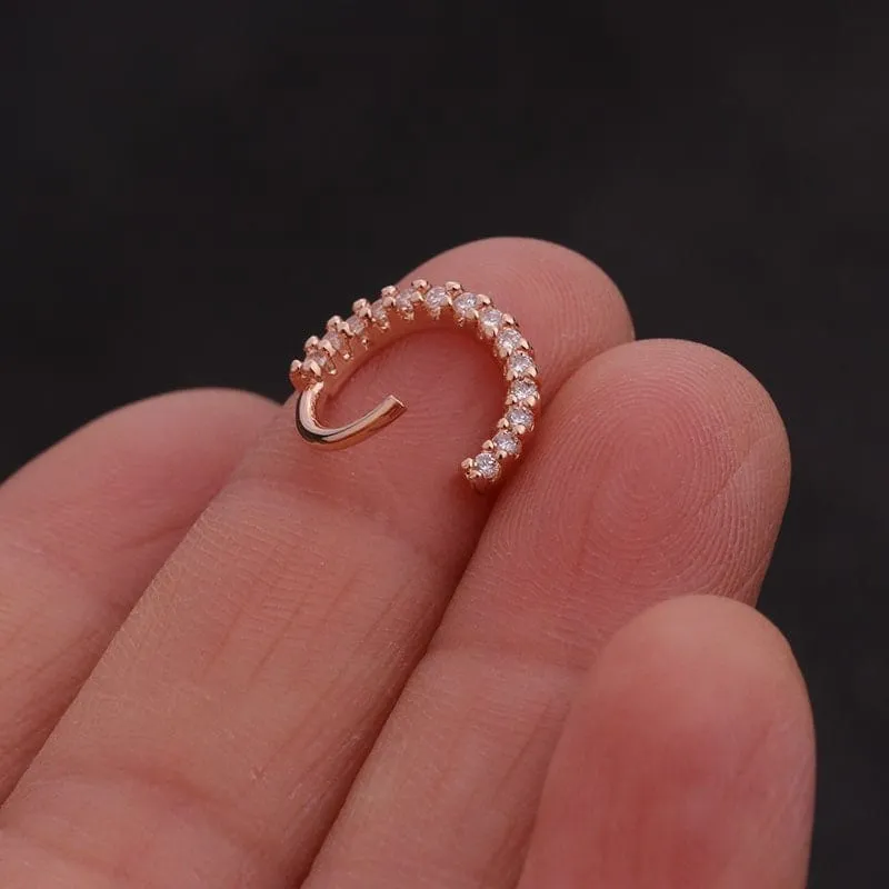 Chic CZ Inlaid 22 Gauge Nose Piercing Hoop Nose Ear Ring
