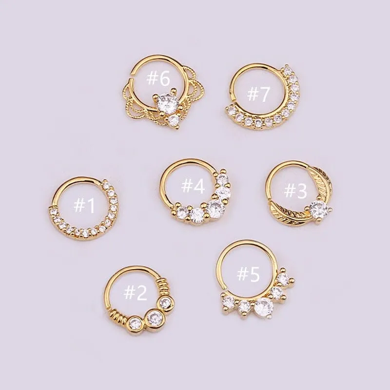 Chic CZ Inlaid 22 Gauge Nose Piercing Hoop Nose Ear Ring