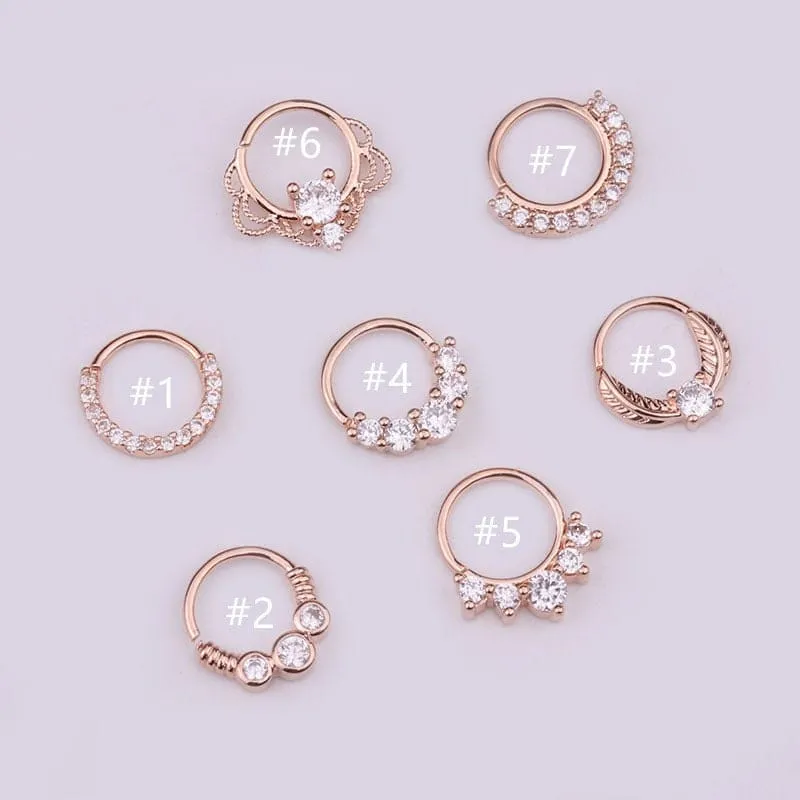 Chic CZ Inlaid 22 Gauge Nose Piercing Hoop Nose Ear Ring