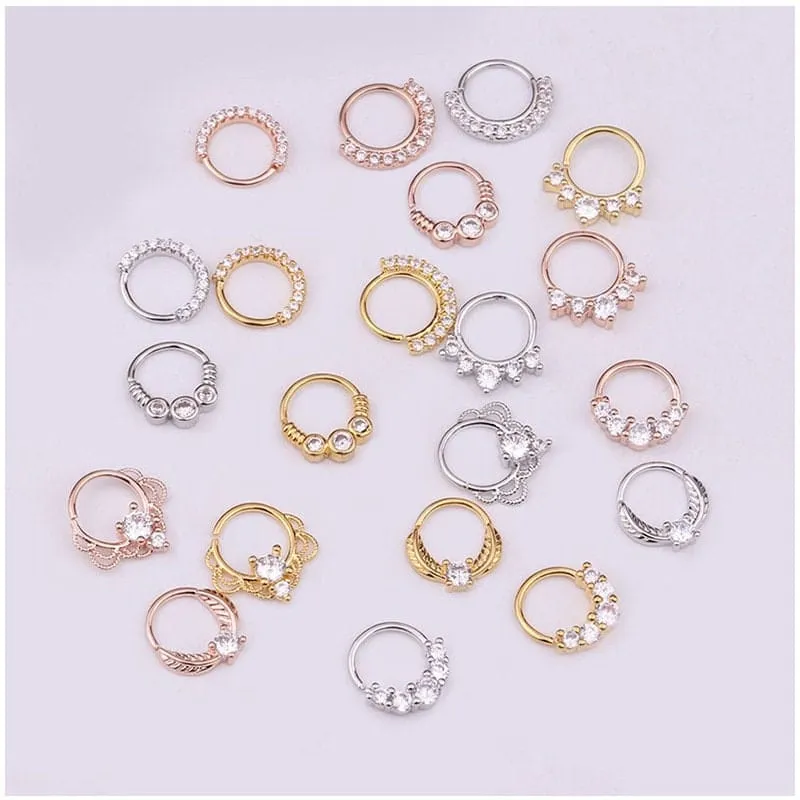 Chic CZ Inlaid 22 Gauge Nose Piercing Hoop Nose Ear Ring