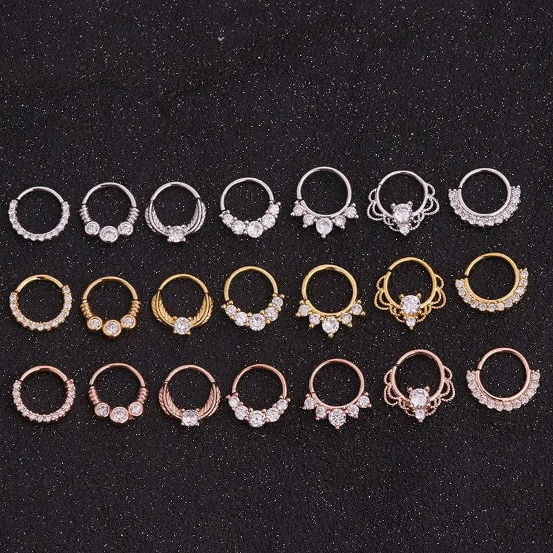 Chic CZ Inlaid 22 Gauge Nose Piercing Hoop Nose Ear Ring