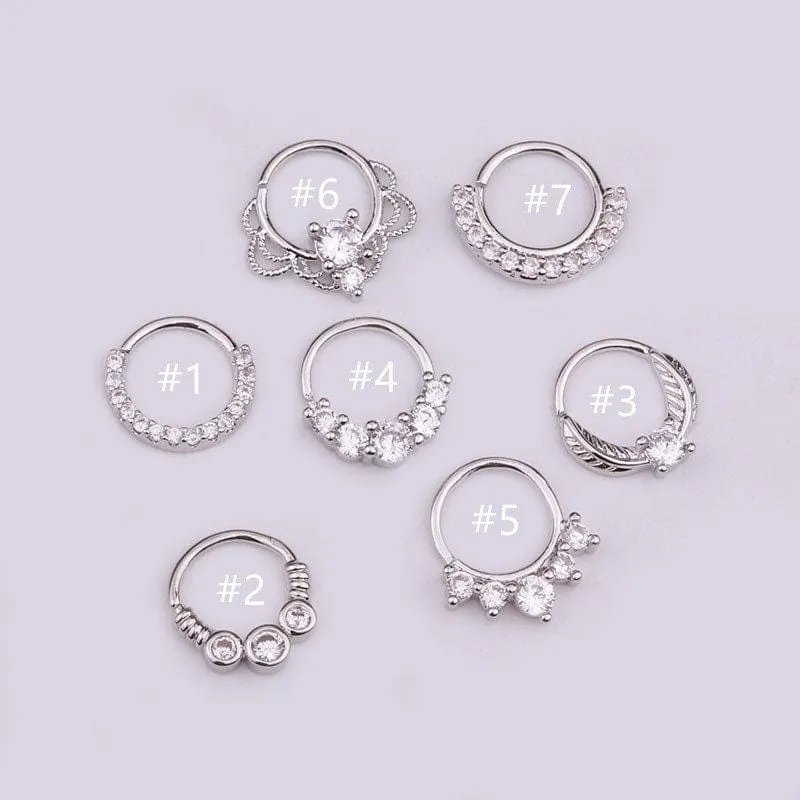 Chic CZ Inlaid 22 Gauge Nose Piercing Hoop Nose Ear Ring