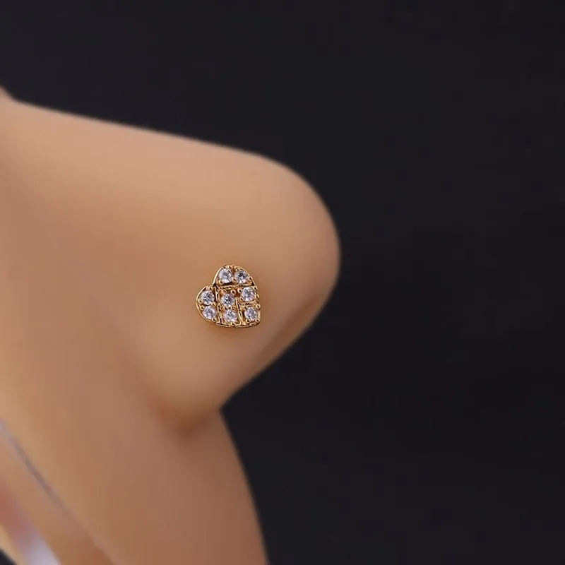 Chic Gold Silver Plated CZ Inlaid Stainless Steel Nose Piercing Nose Stud