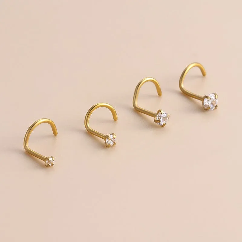 Chic Minimalist Cubic Zirconia Stainless Steel Nose Piercing Nose Stud