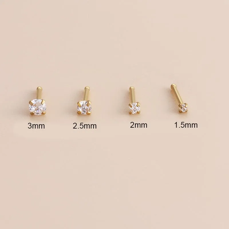 Chic Minimalist Cubic Zirconia Stainless Steel Nose Piercing Nose Stud