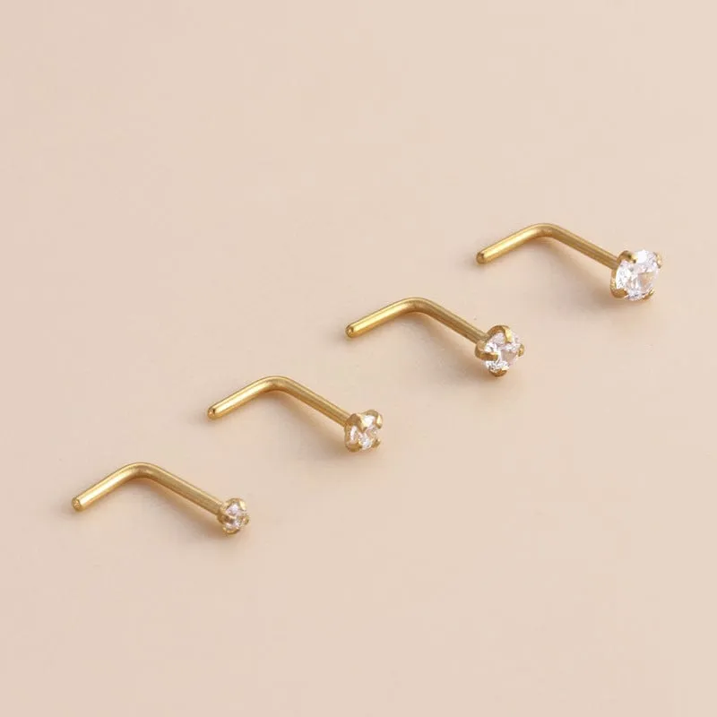 Chic Minimalist Cubic Zirconia Stainless Steel Nose Piercing Nose Stud