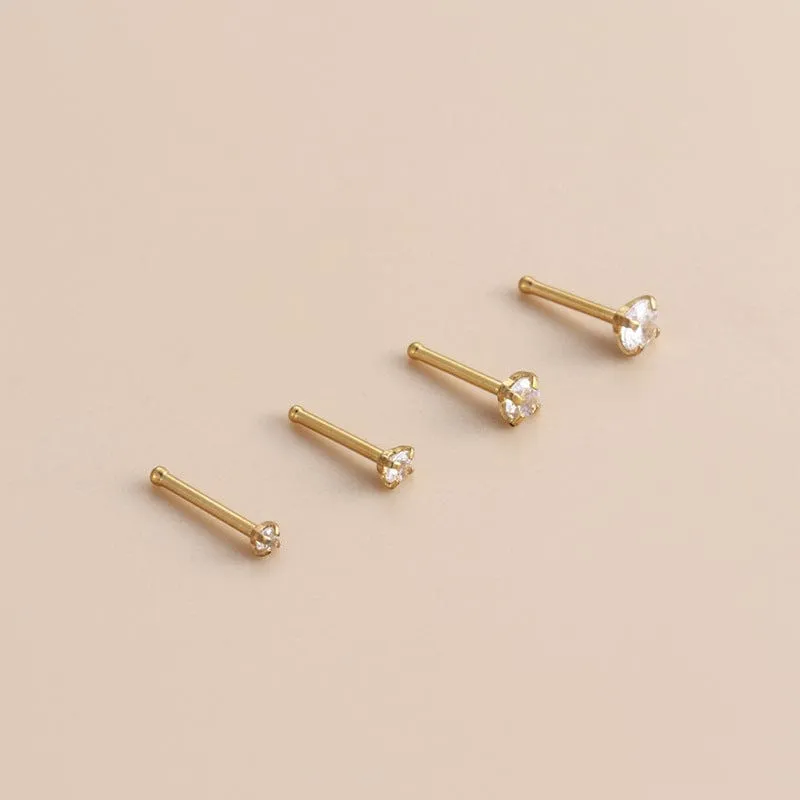 Chic Minimalist Cubic Zirconia Stainless Steel Nose Piercing Nose Stud