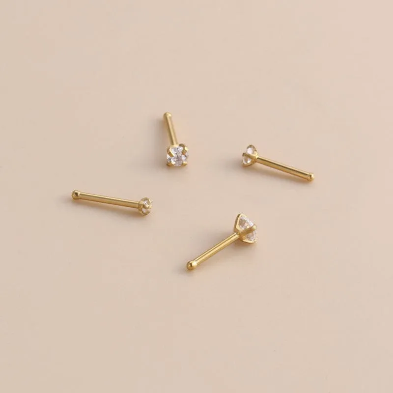 Chic Minimalist Cubic Zirconia Stainless Steel Nose Piercing Nose Stud