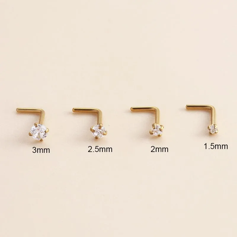 Chic Minimalist Cubic Zirconia Stainless Steel Nose Piercing Nose Stud