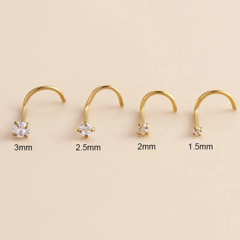 Chic Minimalist Cubic Zirconia Stainless Steel Nose Piercing Nose Stud