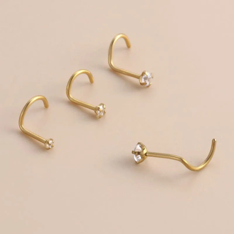 Chic Minimalist Cubic Zirconia Stainless Steel Nose Piercing Nose Stud