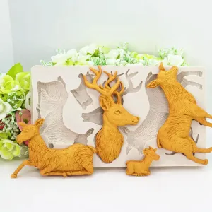 Christmas Deer Silicone Mold Fondant Mould Cake Decorating Tool for Crafts, Jewelry, Resin, Scrapbooking, Polymer Clay.