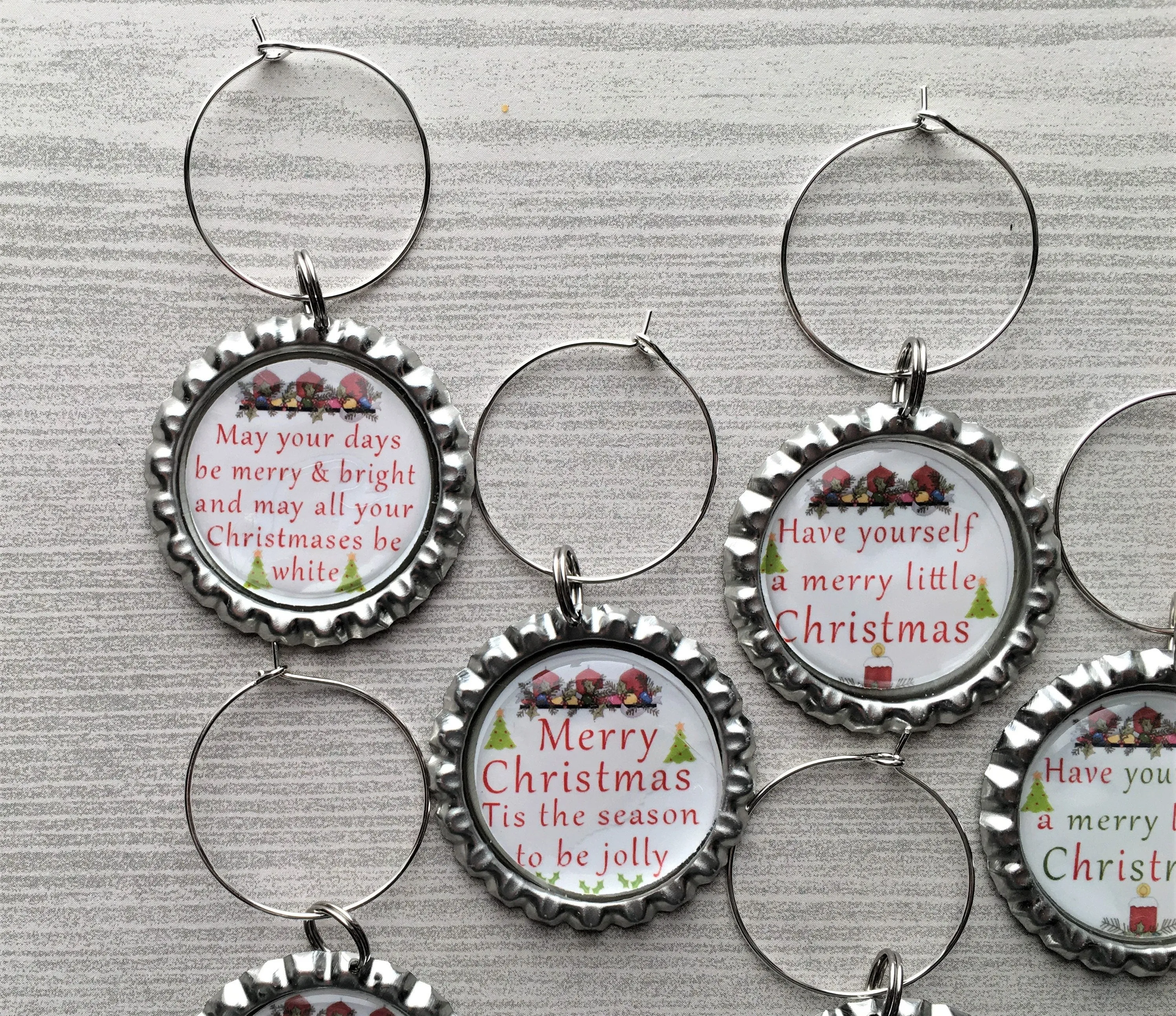 Christmas Wine Charms, Set of 6